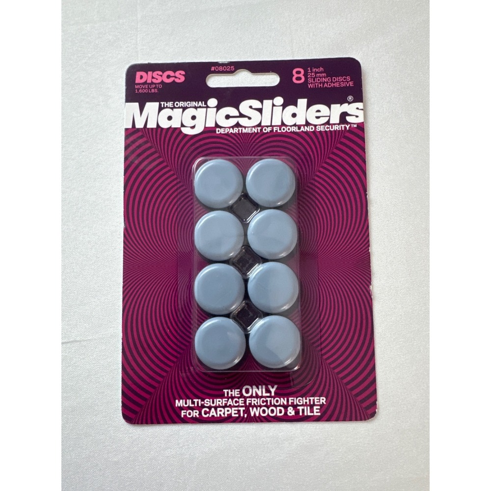 Magic Sliders 1 Inch Adhesive Furniture Sliding Discs 8 Pack Grey 08025